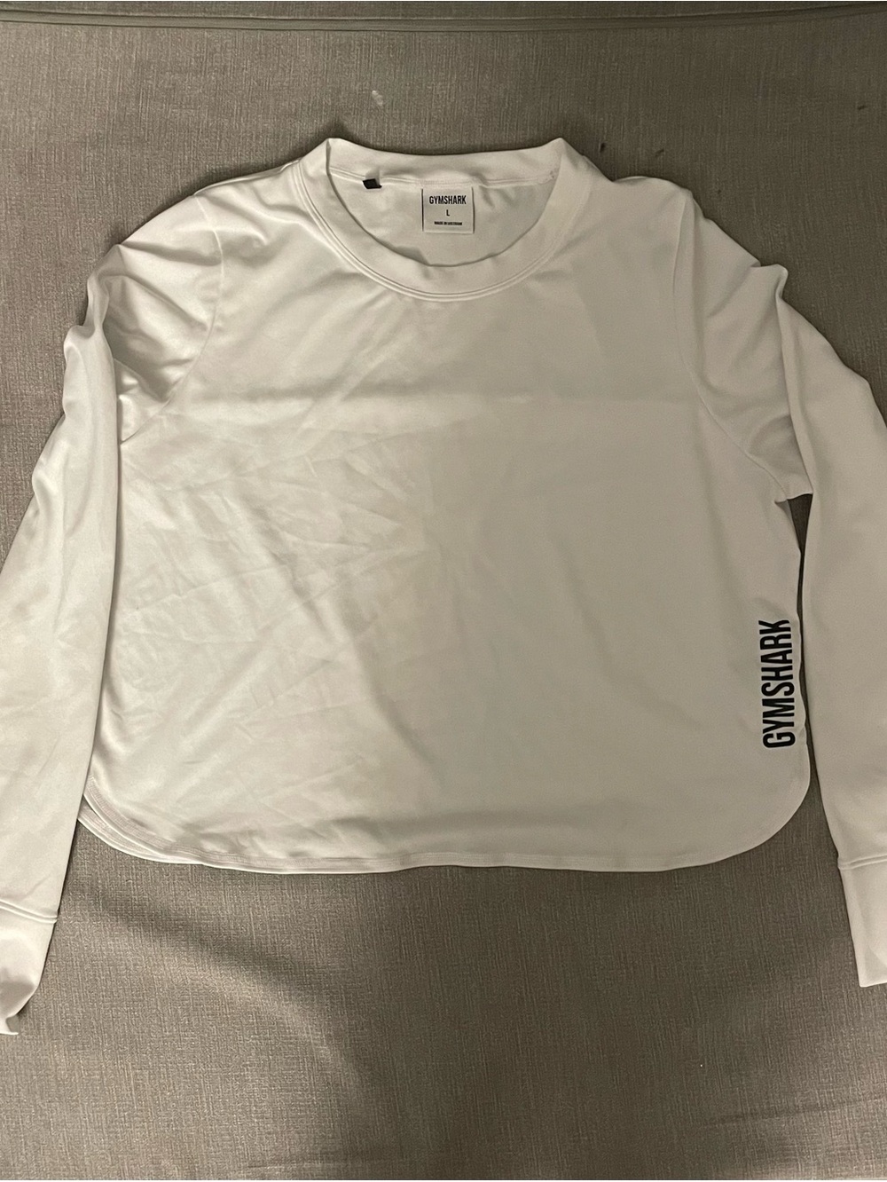 White Gymshark training cropped long sleeve top Large